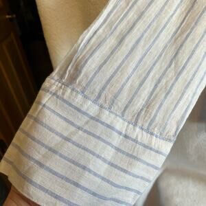 NEW Martha Stewart 100% Linen Stripedblue white Top Sz L Nautical Stealth Wealth